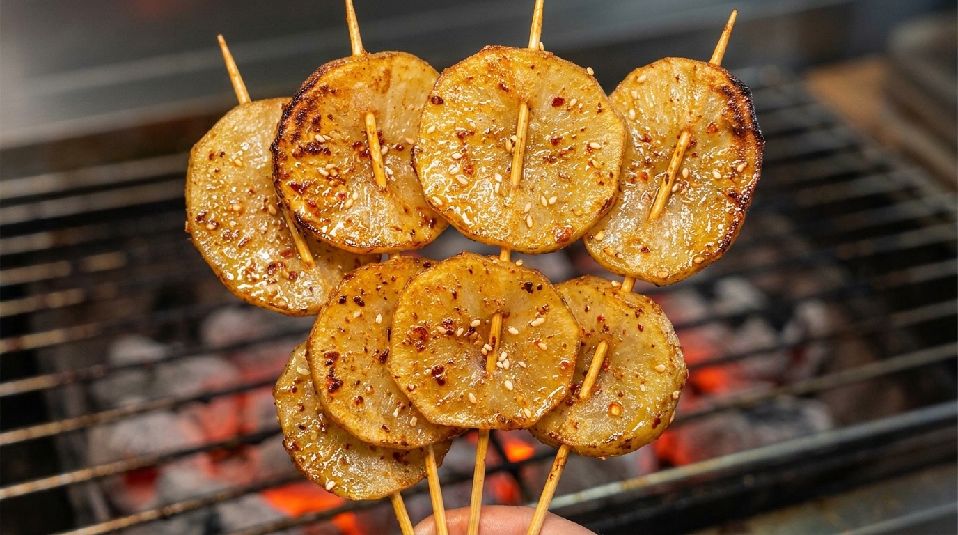 屋台風串焼きジャガイモのグリル
