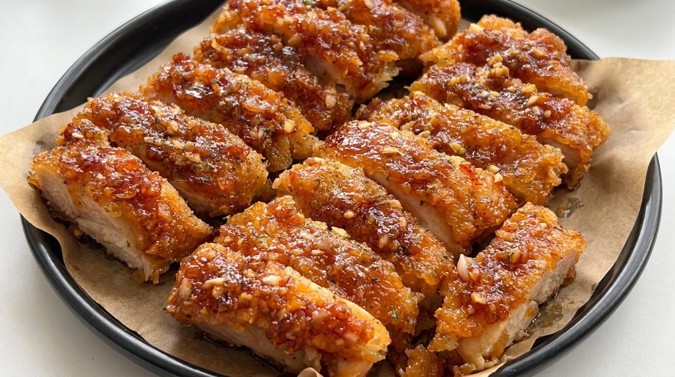 カリカリ鶏もも肉のハニーガーリックバター焼き