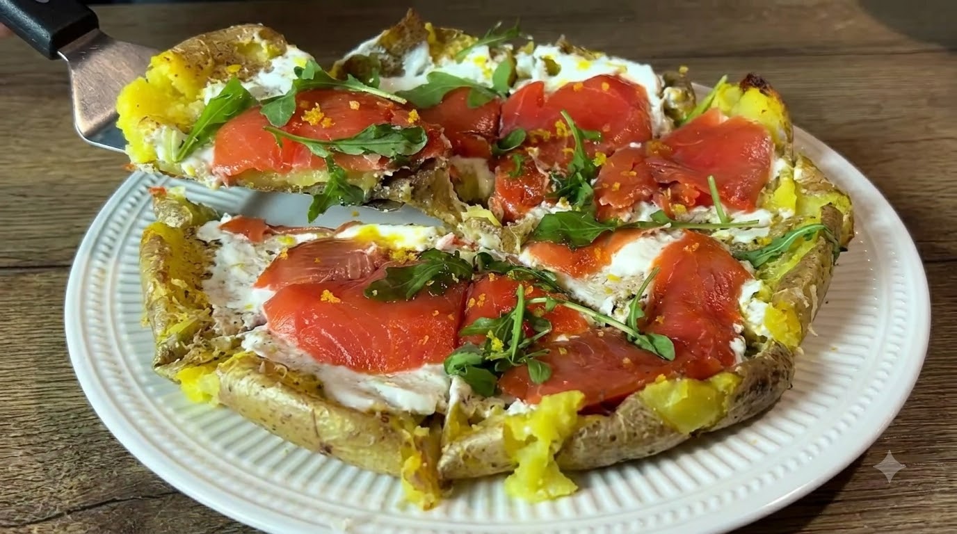 スモークサーモンのサクサクポテトクラストピザ
