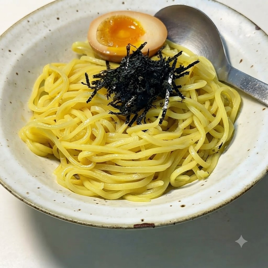 半分に切られた半熟卵が、トッピングされたラーメンの上に配置されているところ
