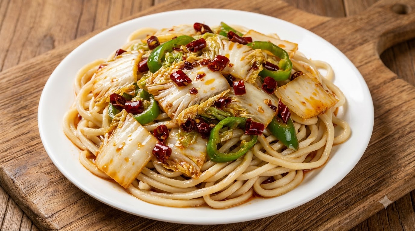 嵐渓式 ピリ辛白菜の和え麺