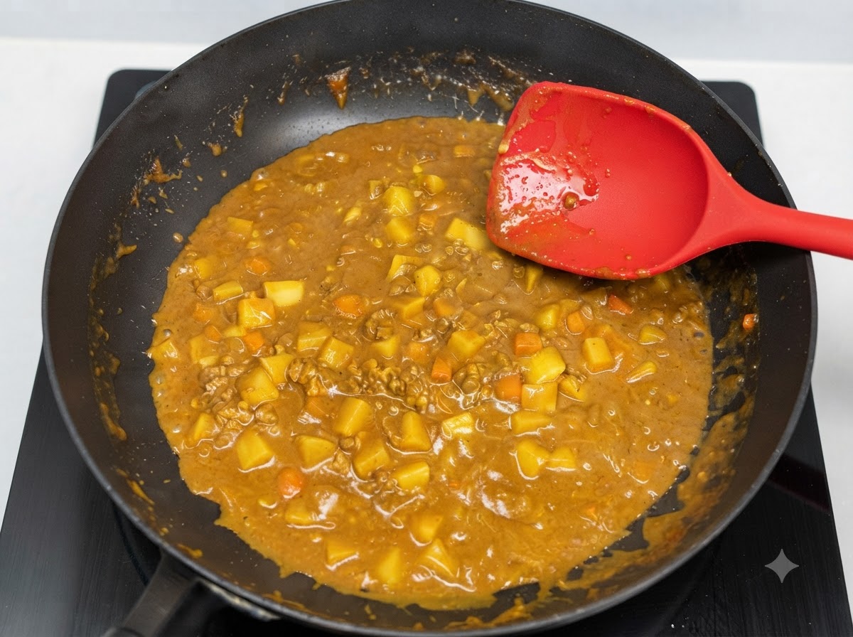 カウンターの上に並べられた、コーンスターチ、卵、パン粉、豚肉が入った4つのメタルボウル。