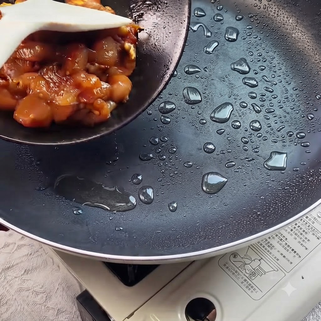 黒いサービングボウルの中に盛り付けられた炊いた黒米。