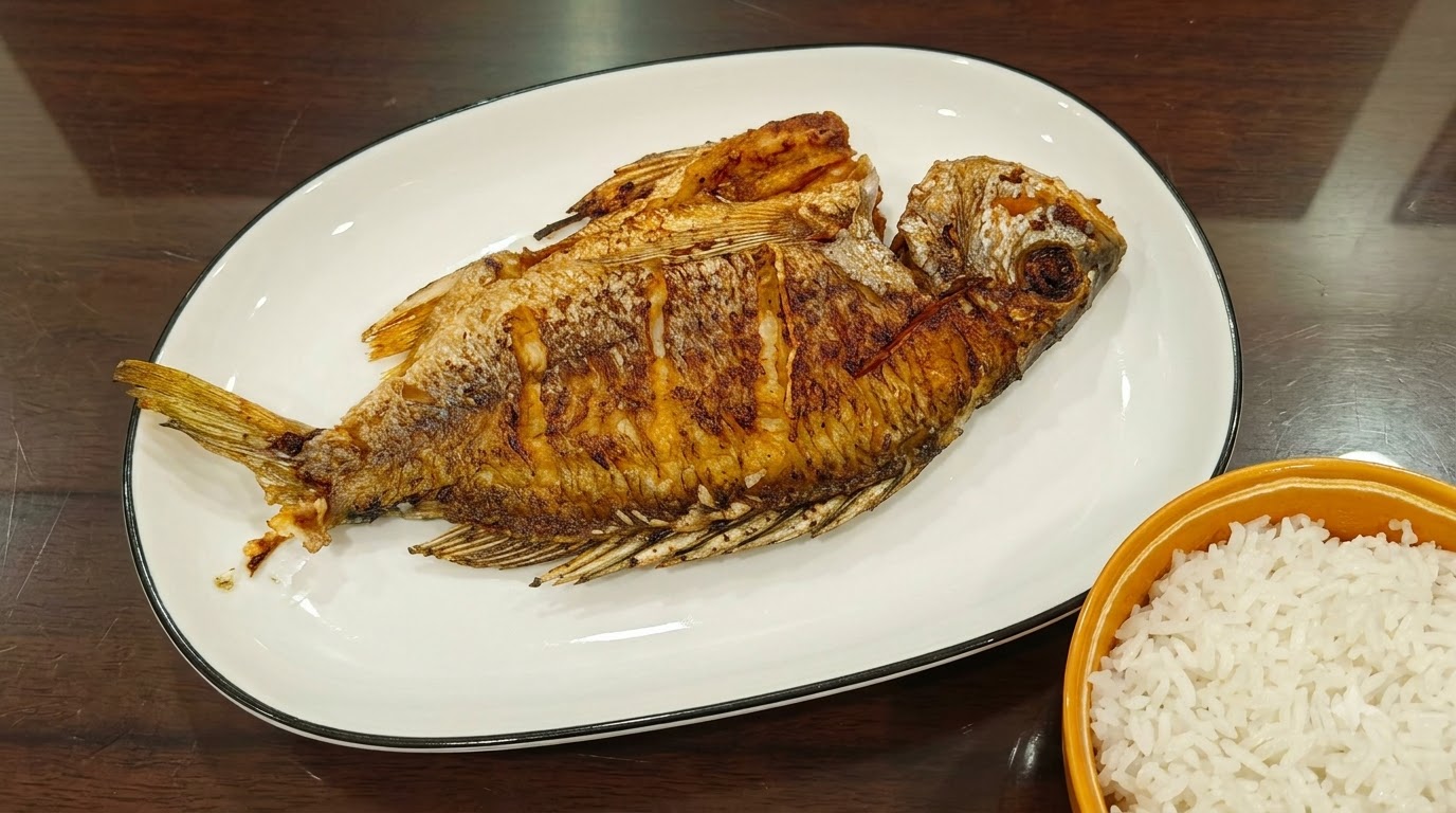 黄金色に輝くパリパリ黄鯛の和風ソテー ご飯付き