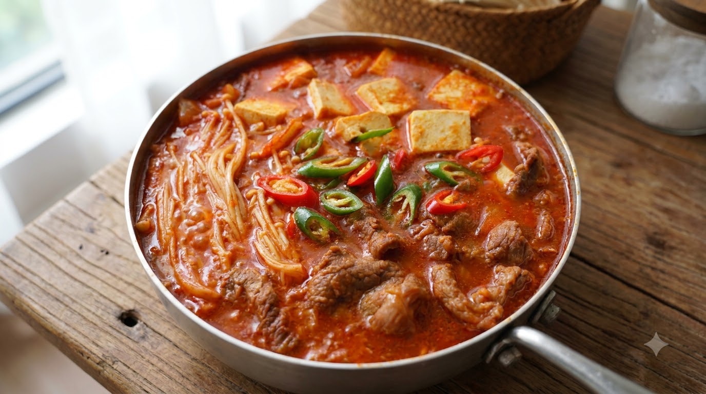 韓国風キムチ牛豆腐スープ（スンドゥブ風）
