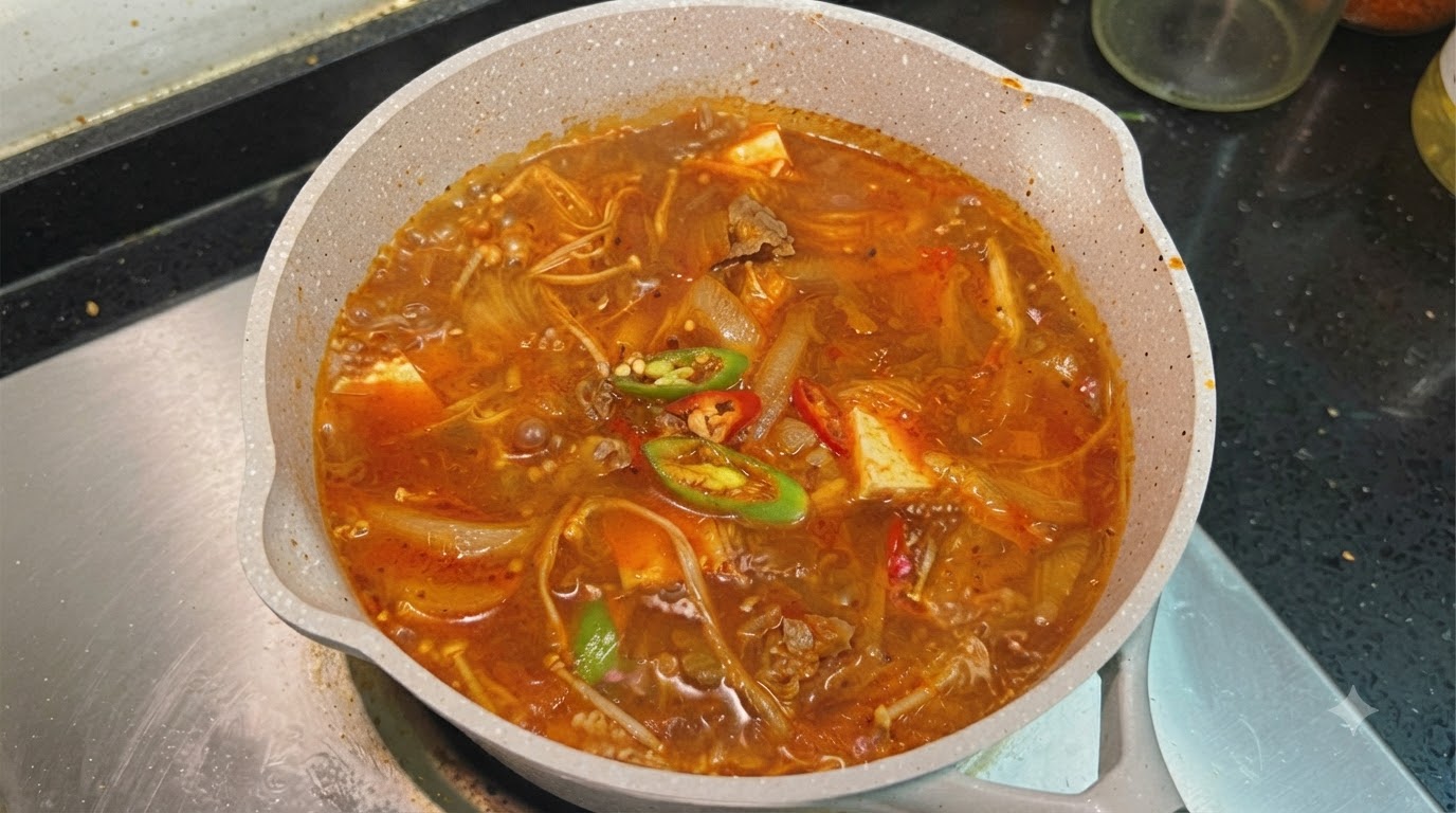 牛肉と豆腐の旨辛キムチチゲスープ