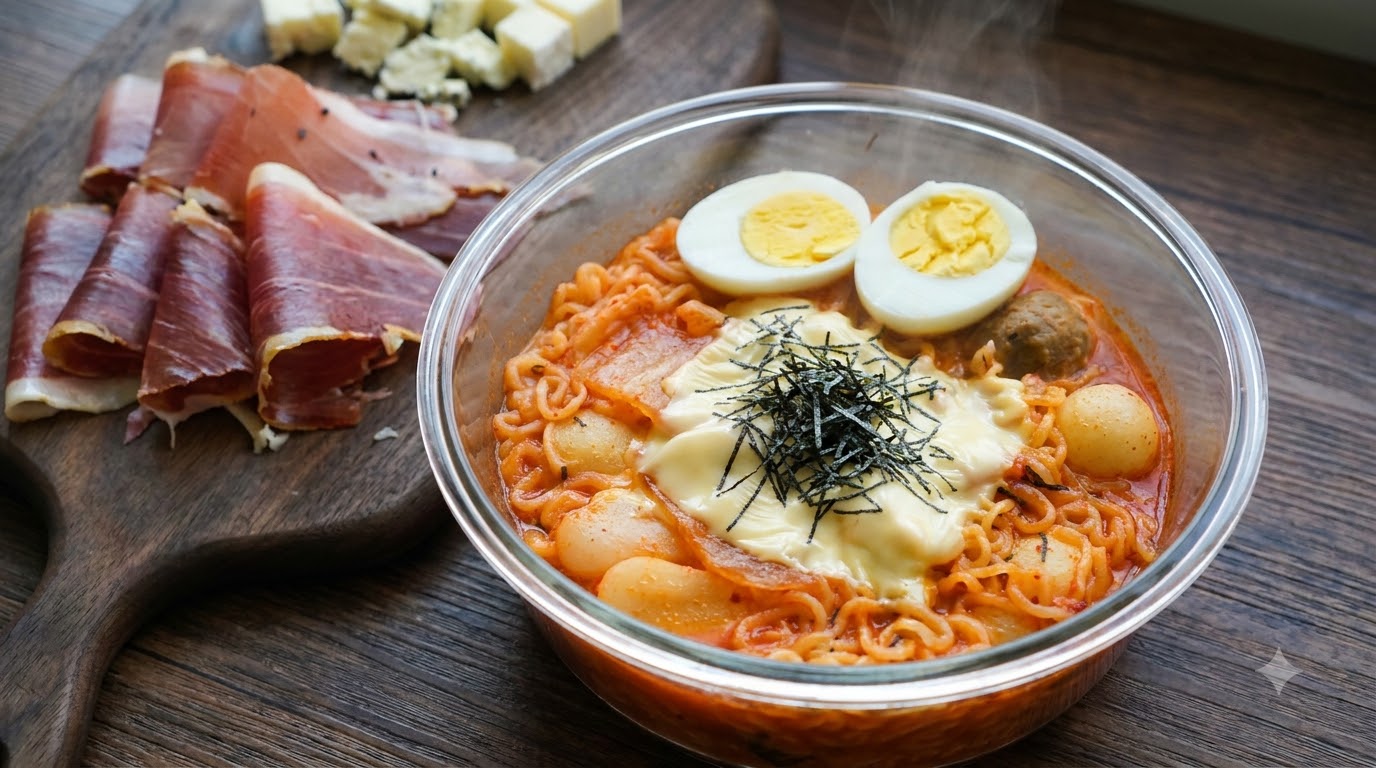 韓国風キムチ餅ラーメンチーズ鍋