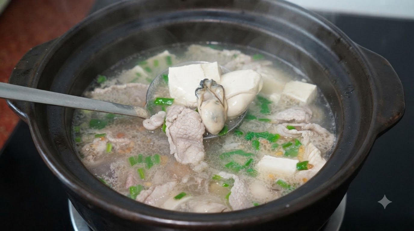 豆腐と牡蠣の温かいスープ