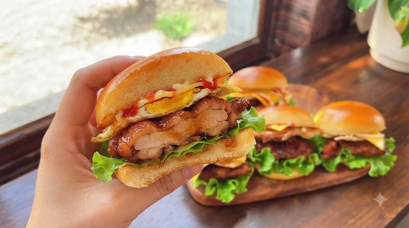 究極の自家製照り焼きチキンバーガー