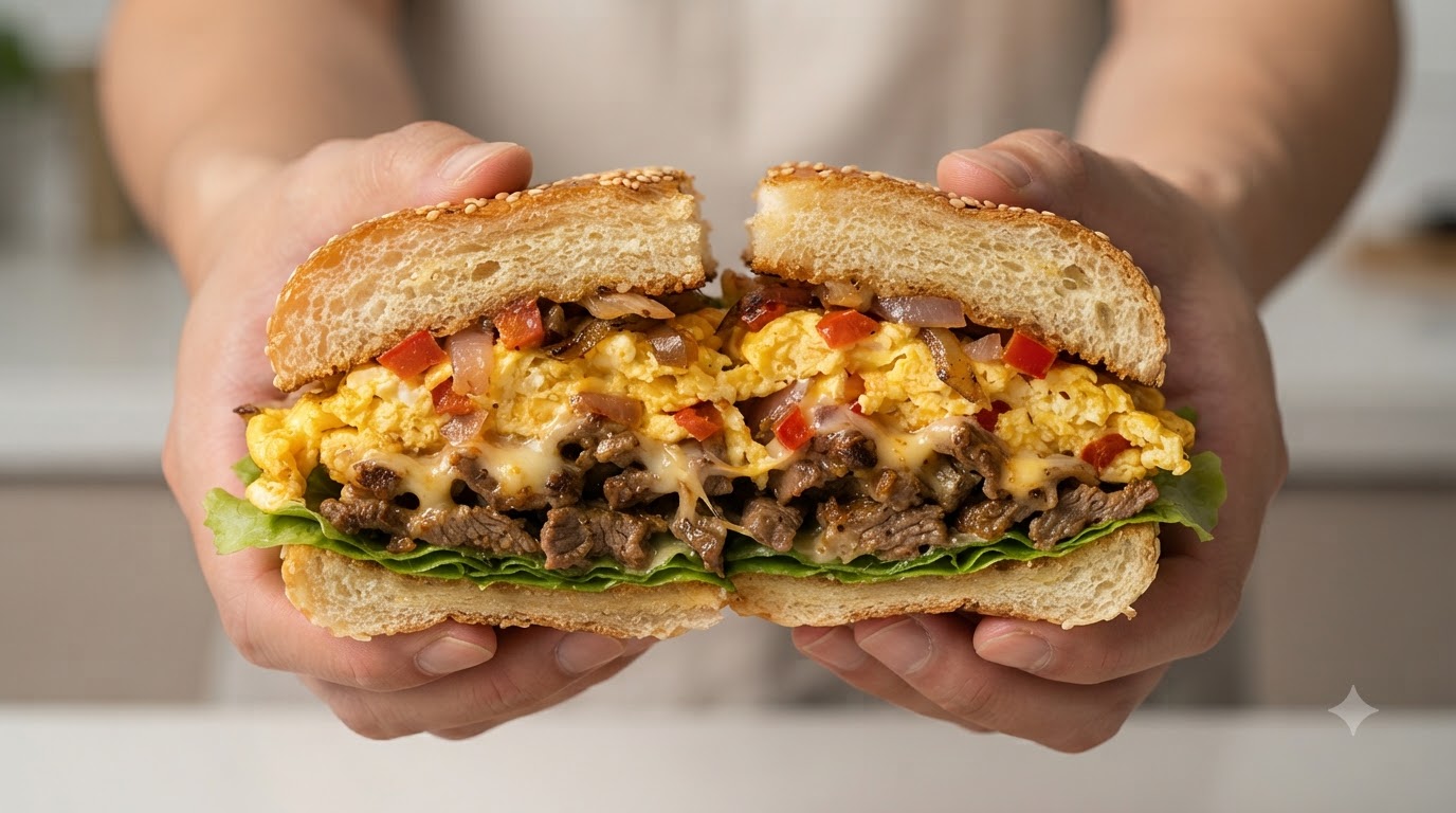 バター香る、卵と牛肉のとろけるチーズバーガー