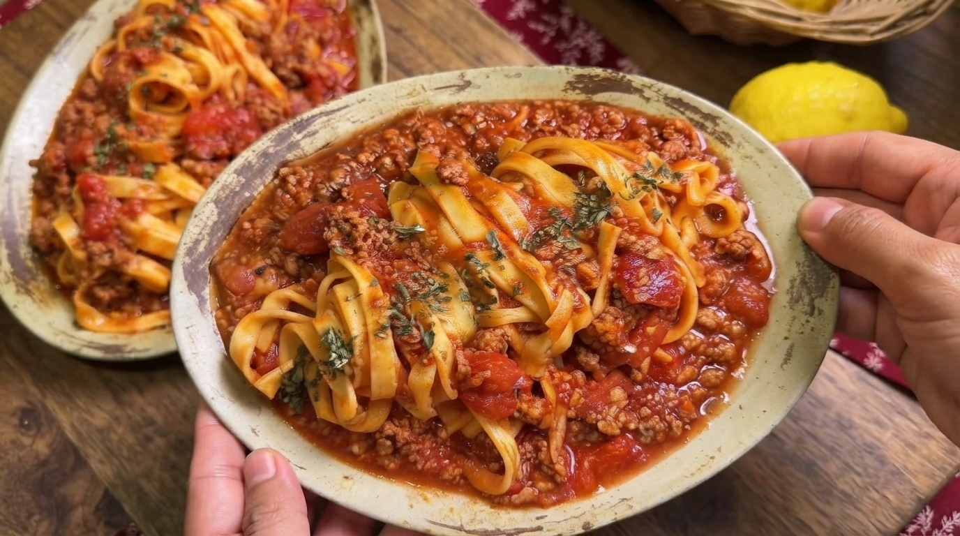 手打ち自家製トマトミートソースパスタ