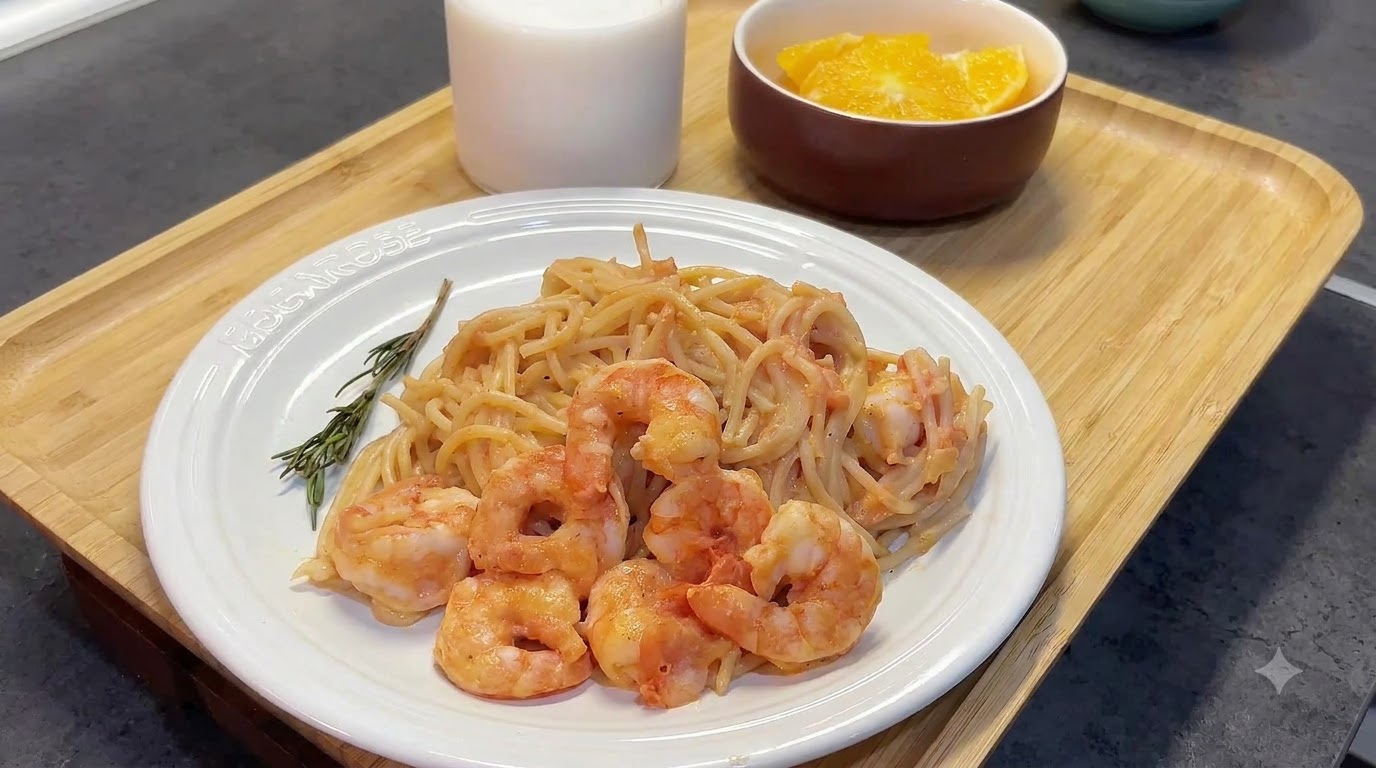 エビとトマトのクリーミーパスタ