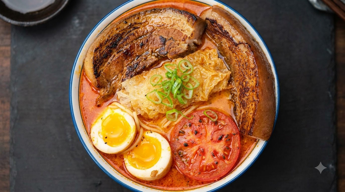 濃厚トマト脂らーめん 豚の角煮添え