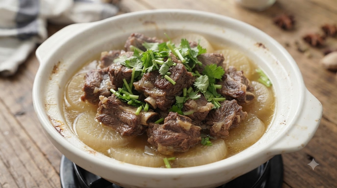 牛バラ肉と大根のさっぱり白湯スープ煮込み