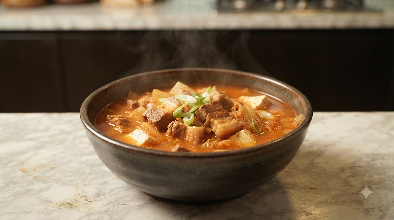 熱々豆腐キムチ豚肉スープ
