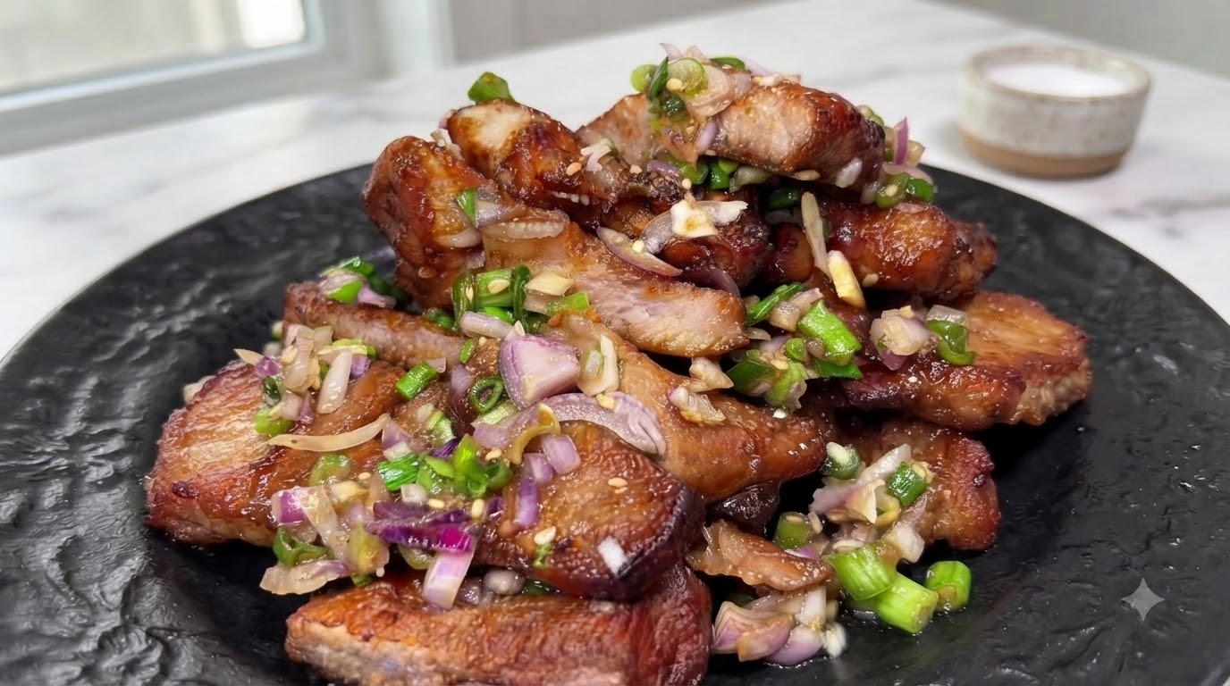 エアフライヤーで作る塩とネギの豚肉ソテー