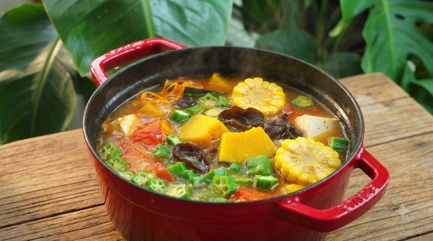 心温まるヘルシーなオクラと野菜のスープ