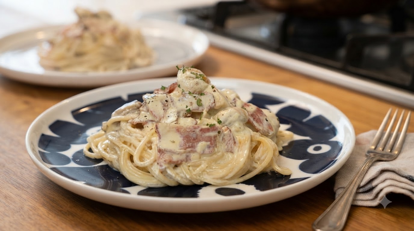 クラシック・マッシュルーム・ベーコン・クリームパスタ