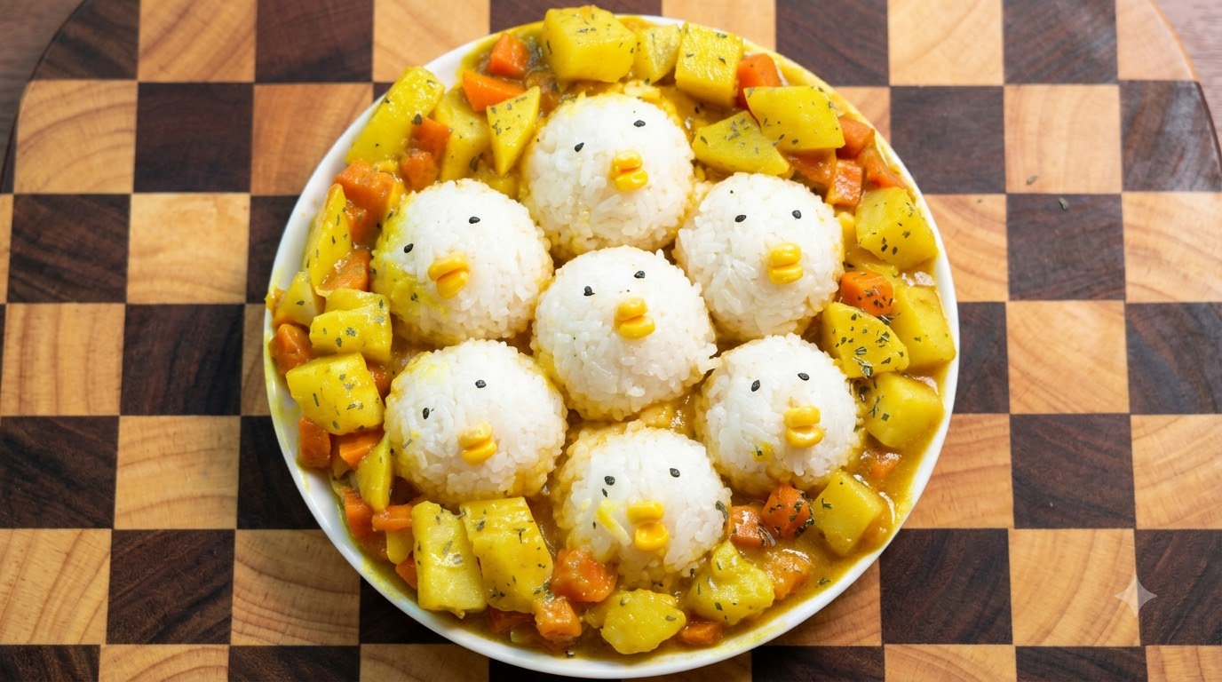 こどもの日のかわいいチキンカレー卵チャーハン