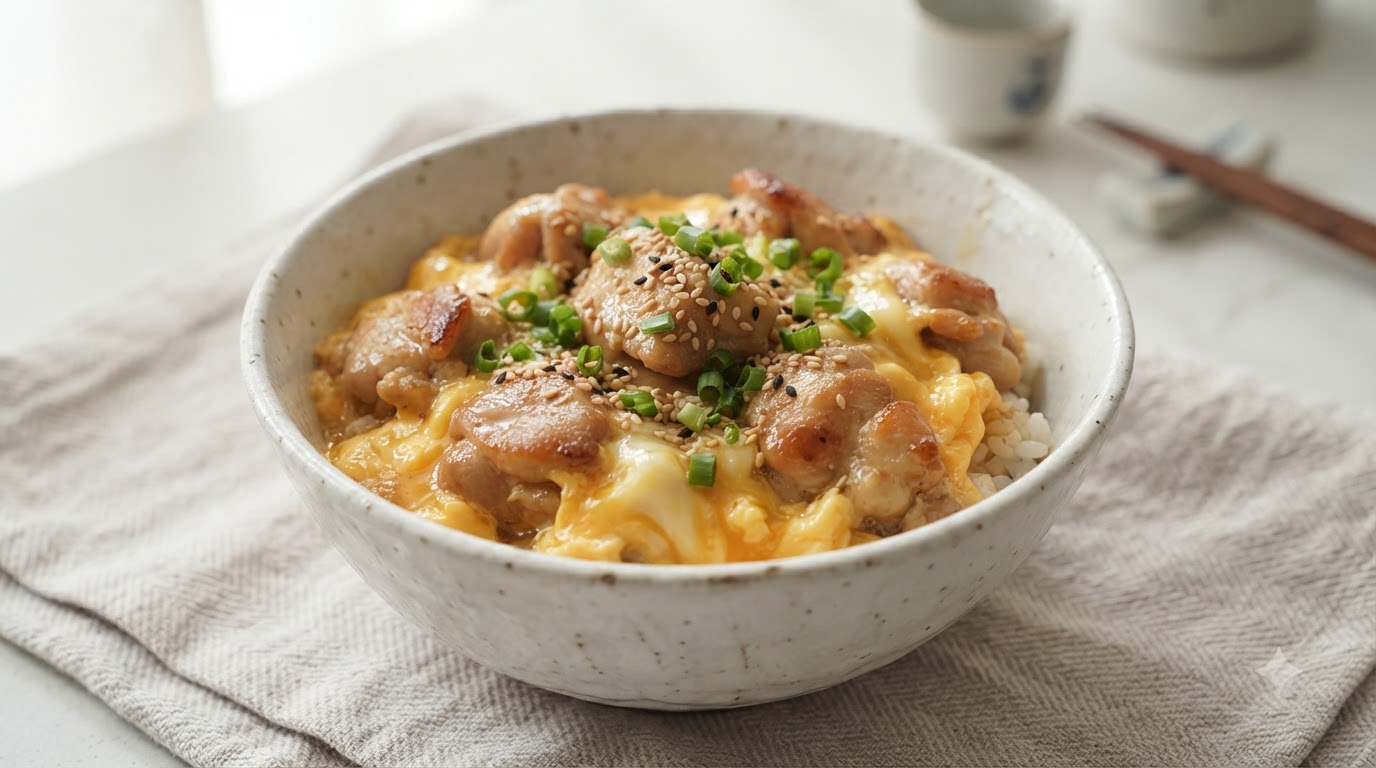 とろとろ卵の鶏肉飯（オイスターソース風味の親子丼）
