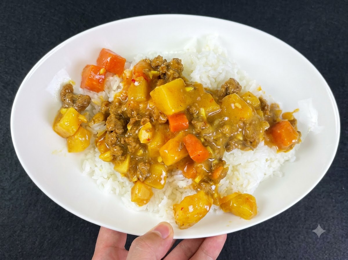 片栗粉をまぶした豚カツを、溶き卵の入ったボウルにくぐらせている様子。