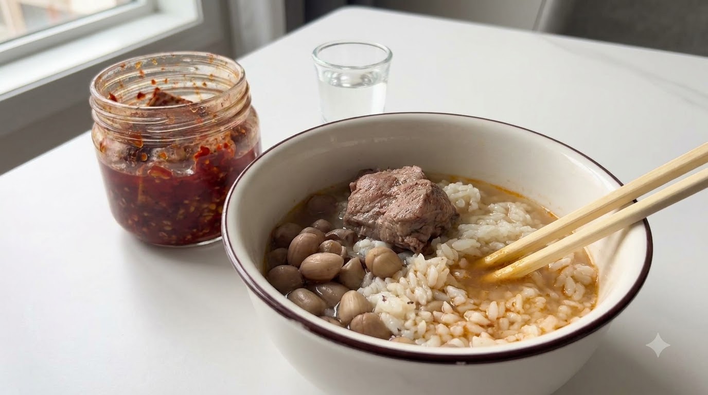 家庭風ピーナッツと豚スペアリブのぶぶ漬けご飯