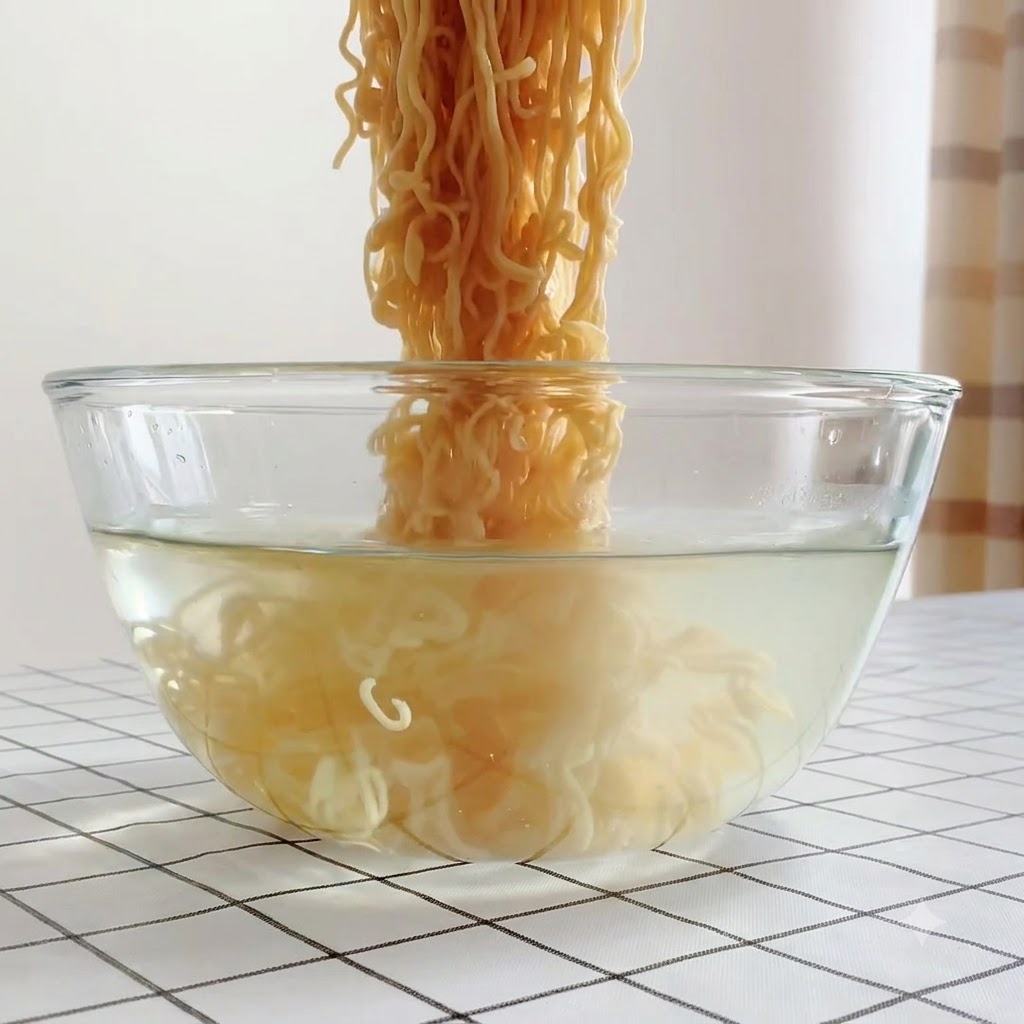木製のまな板の上で、包丁を使って玉ねぎのスライスを切っている様子。