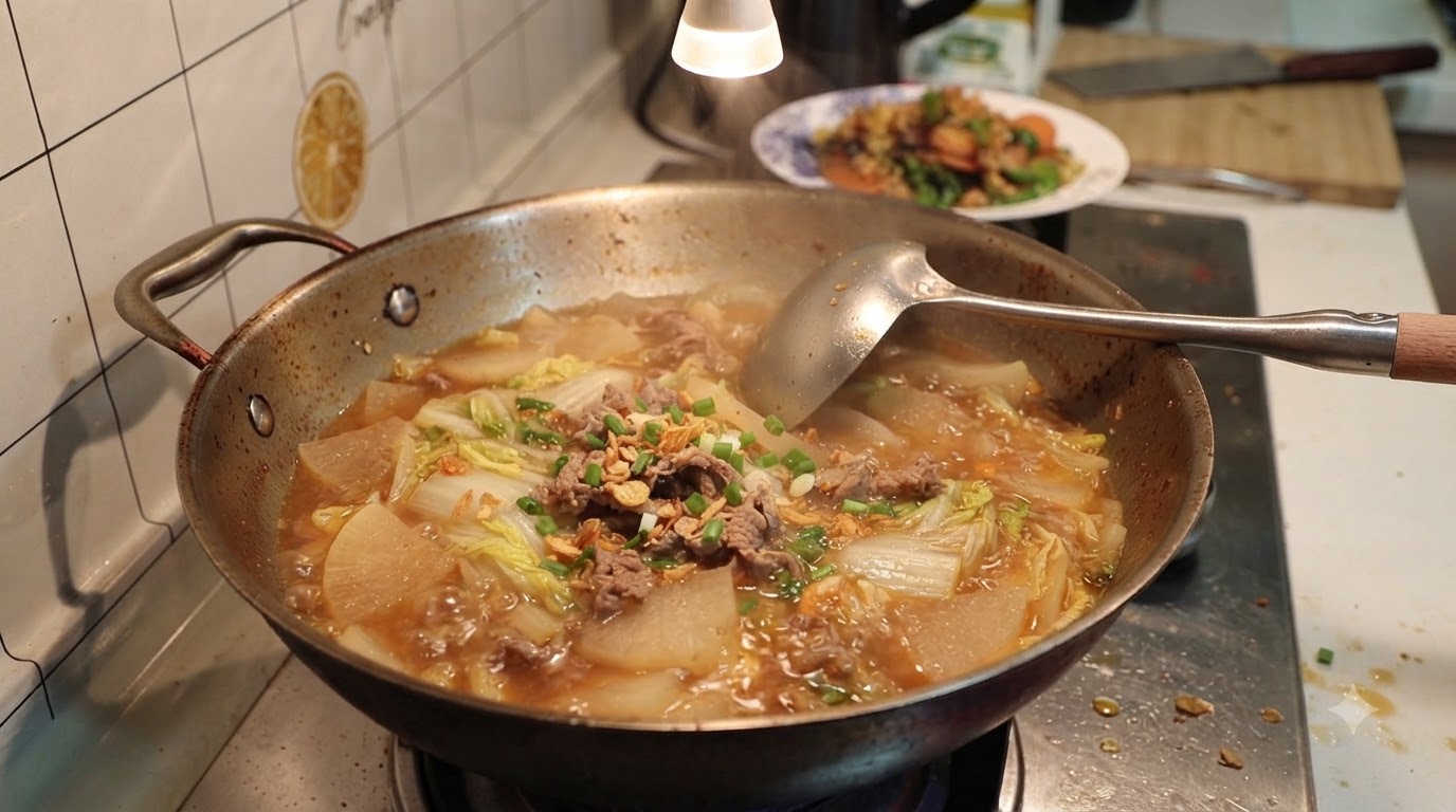 大根と白菜のコチュジャン牛肉スープ