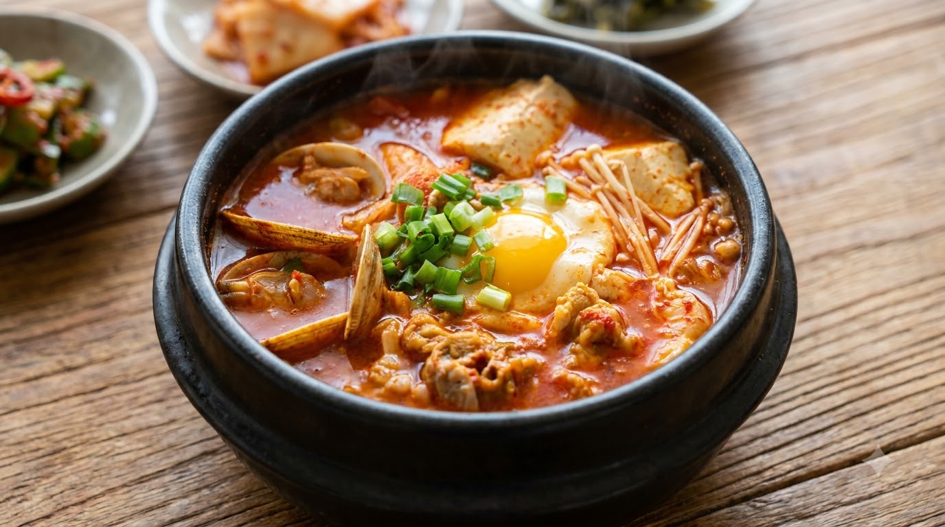 15分で完成！本格海鮮スンドゥブチゲ（韓国風ピリ辛豆腐スープ）