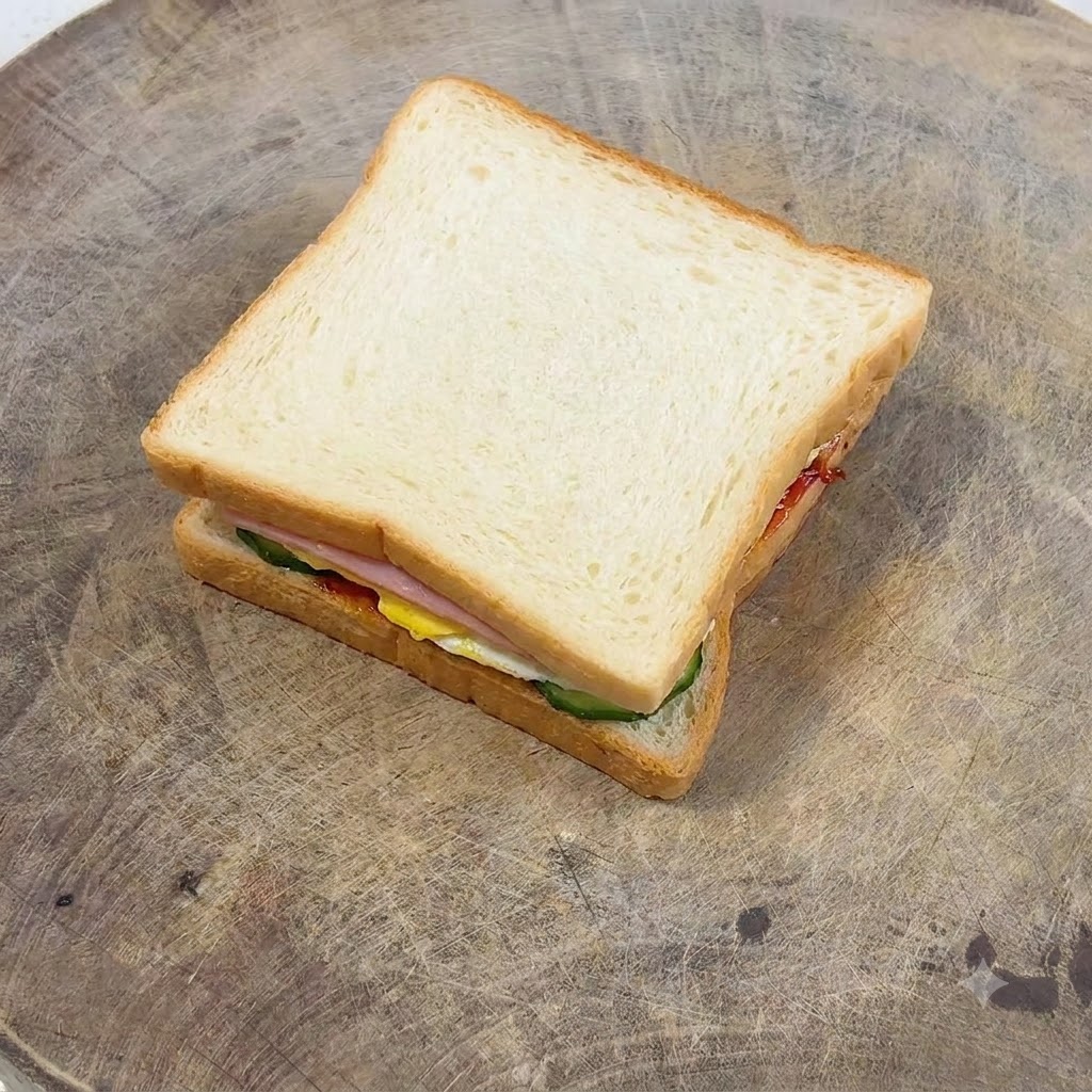 きつね色のトーストの表面にフォークで滑らかにマヨネーズを塗り広げている様子。