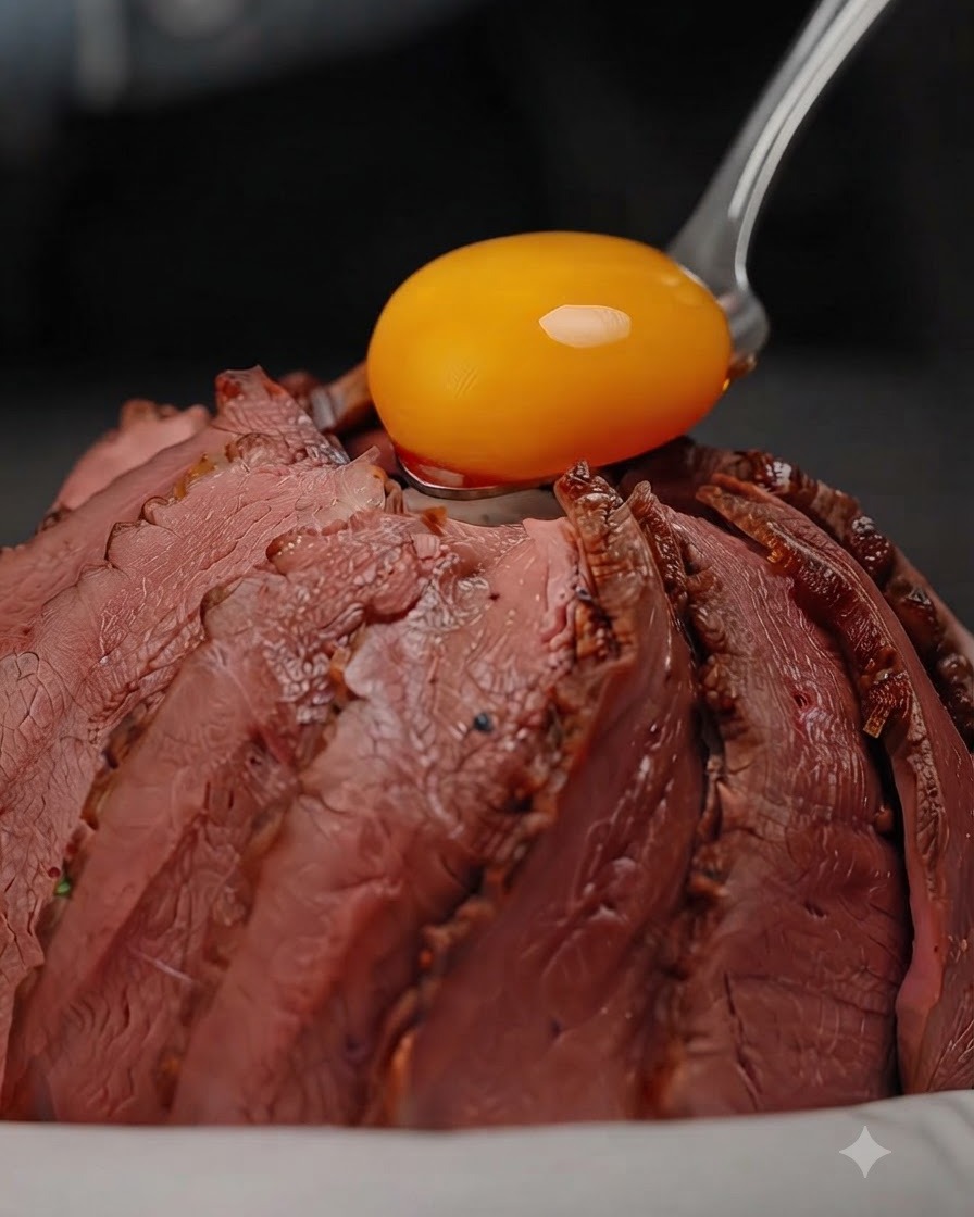 きれいに並べられたミディアムレアの鴨肉の上に、鮮やかな黄色の卵黄の醤油漬けが上品に鎮座し、緑色の小ネギが添えられたどんぶり。