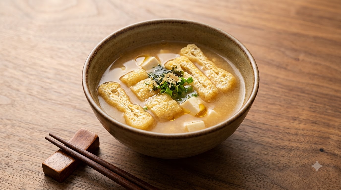 定番の和食レシピ：油揚げと豆腐の味噌汁
