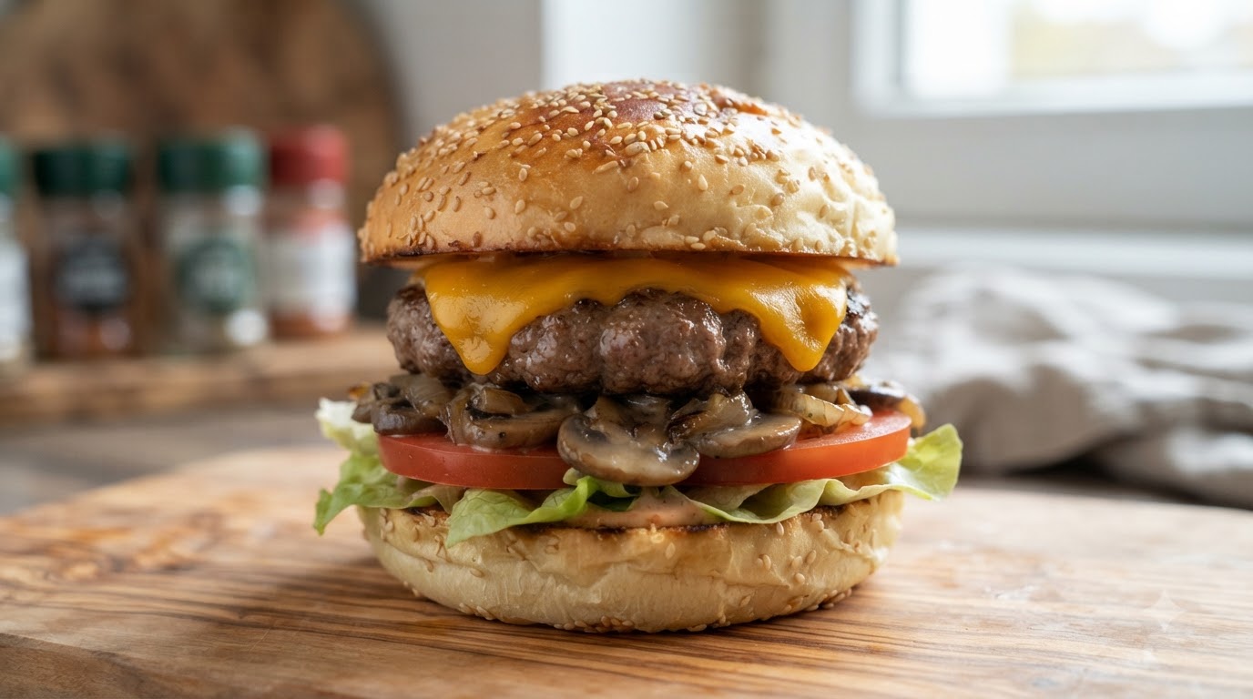 手作りチーズバーガー 湯種バンズ