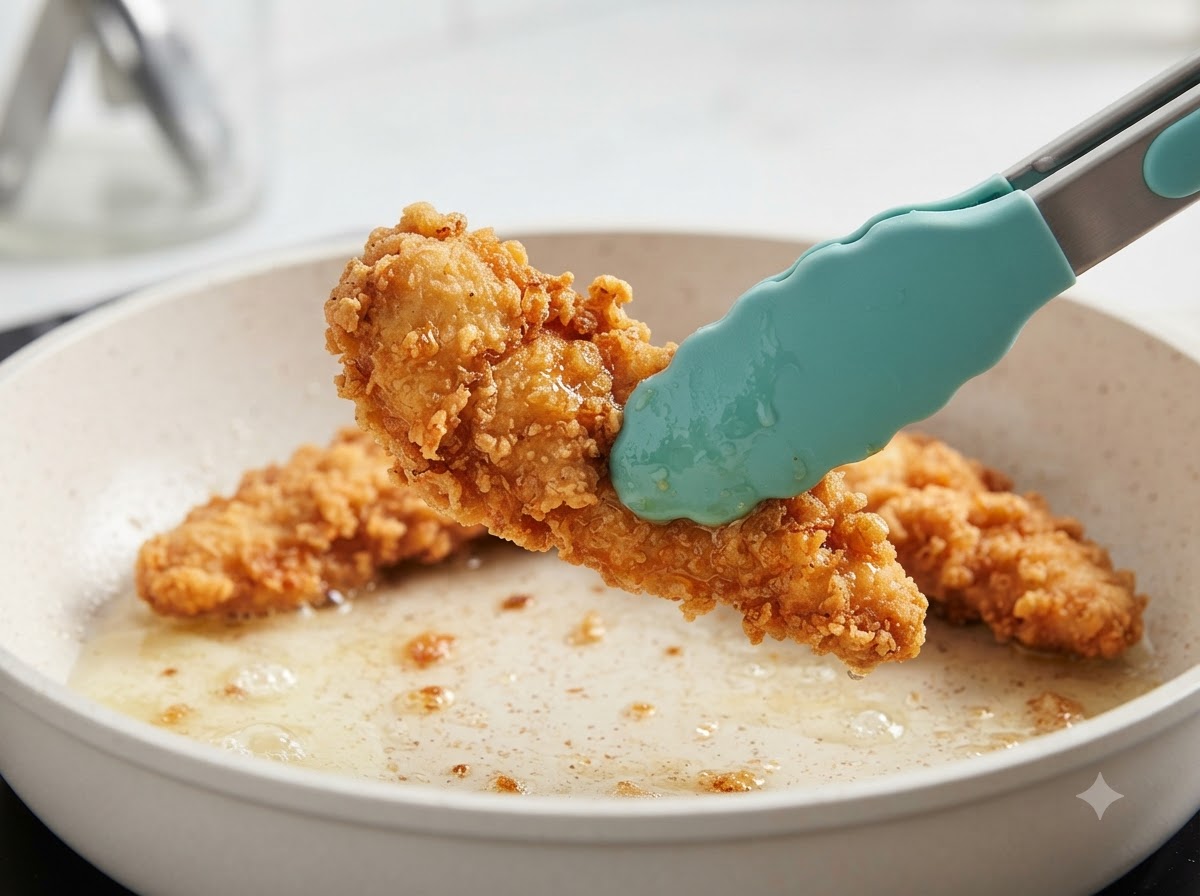弱火にかけた熱いフライパンの中で、黄色いバターが溶けていく様子。
