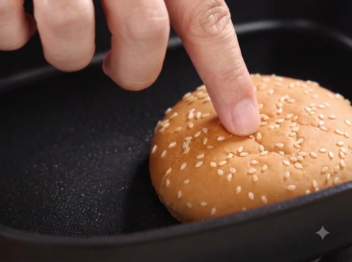 衣がついた鶏肉のピースが、熱した調理油の中にゆっくりと入れられているところ。
